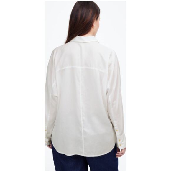 Madewell Oversized Relaxed Dolman Button-Up Shirt in Natural White Size XXS - Picture 4 of 10